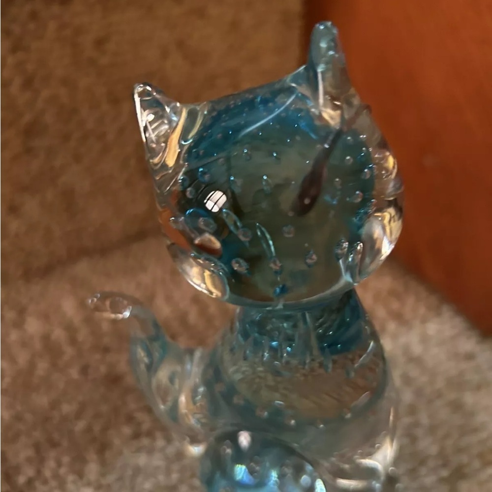 Vintage Elegant Murano Glass Cat Figurine - Blue - Picture 8 of 15